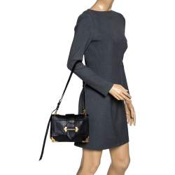 Pre Owned Prada Black Leather Cahier Flap Shoulder Bag