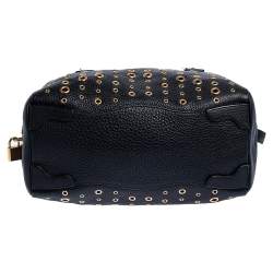 Pre Owned Prada Black Leather Grommet Bauletto Bag