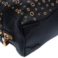Pre Owned Prada Black Leather Grommet Bauletto Bag
