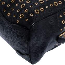 Pre Owned Prada Black Leather Grommet Bauletto Bag