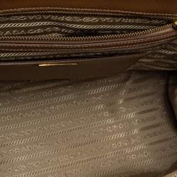 Pre Owned Prada Caramel Saffiano Lux Leather Medium Double Zip Tote