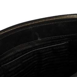 Pre Owned Prada Black Saffiano Lux Leather Small Double Zip Tote