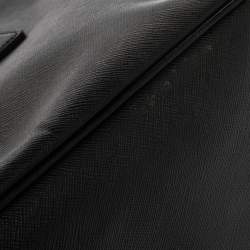 Pre Owned Prada Black Saffiano Lux Leather Small Double Zip Tote