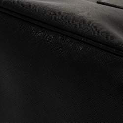 Pre Owned Prada Black Saffiano Lux Leather Small Double Zip Tote