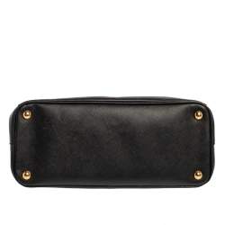 Pre Owned Prada Black Saffiano Lux Leather Small Double Zip Tote