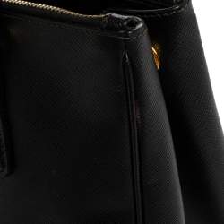 Pre Owned Prada Black Saffiano Lux Leather Small Double Zip Tote