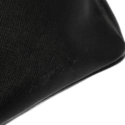 Pre Owned Prada Black Saffiano Lux Leather Small Double Zip Tote
