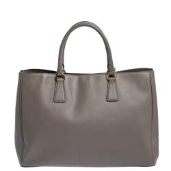 Pre Owned Prada Grey Saffiano Lux Leather Large Gardener's Tote