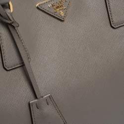 Pre Owned Prada Grey Saffiano Lux Leather Large Gardener's Tote