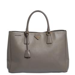 Pre Owned Prada Grey Saffiano Lux Leather Large Gardener's Tote