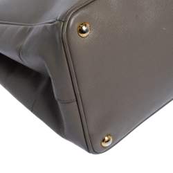 Pre Owned Prada Grey Saffiano Lux Leather Large Gardener's Tote