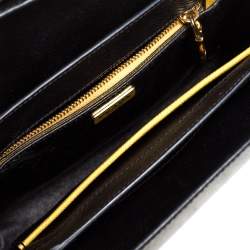 Pre Owned Prada Black/Yellow Saffiano Leather Turn-Lock Shoulder Bag