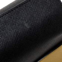 Pre Owned Prada Black/Yellow Saffiano Leather Turn-Lock Shoulder Bag