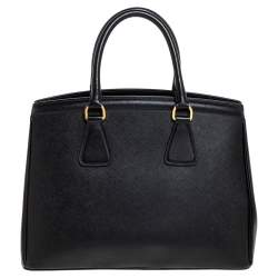 Pre Owned Prada Black Saffiano Lux Leather Parabole Tote
