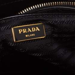 Pre Owned Prada Black Saffiano Lux Leather Parabole Tote