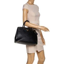 Pre Owned Prada Black Saffiano Lux Leather Parabole Tote