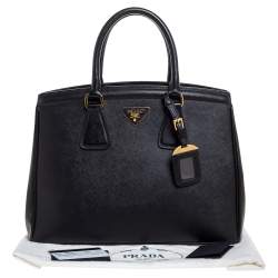 Pre Owned Prada Black Saffiano Lux Leather Parabole Tote