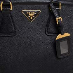 Pre Owned Prada Black Saffiano Lux Leather Parabole Tote