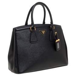 Pre Owned Prada Black Saffiano Lux Leather Parabole Tote