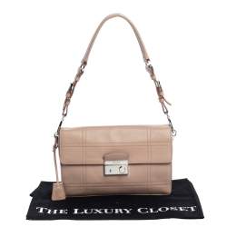 Pre Owned Prada Nude Beige Safiano Lux Leather Sound Shoulder Bag