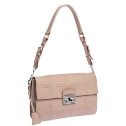 Pre Owned Prada Nude Beige Safiano Lux Leather Sound Shoulder Bag