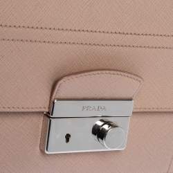 Pre Owned Prada Nude Beige Safiano Lux Leather Sound Shoulder Bag