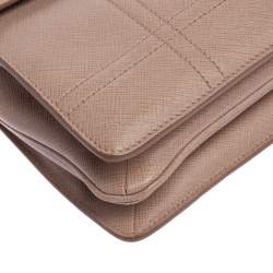 Pre Owned Prada Nude Beige Safiano Lux Leather Sound Shoulder Bag