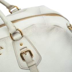 Pre Owned Prada Ombre White Cervo Antik Leather Bauletto Bag