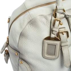 Pre Owned Prada Ombre White Cervo Antik Leather Bauletto Bag