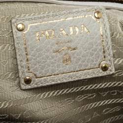 Pre Owned Prada Ombre White Cervo Antik Leather Bauletto Bag