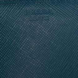 Pre Owned Prada Blue Saffiano Lux Leather Flap Continental Wallet