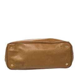 Pre Owned Prada Brown Saffiano Leather Large Double Zip Tote
