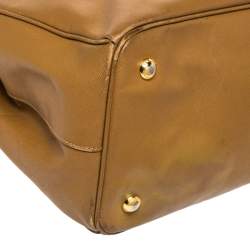 Pre Owned Prada Brown Saffiano Leather Large Double Zip Tote
