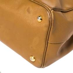 Pre Owned Prada Brown Saffiano Leather Large Double Zip Tote
