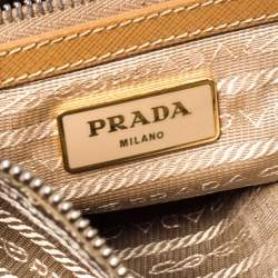 Pre Owned Prada Brown Saffiano Leather Large Double Zip Tote