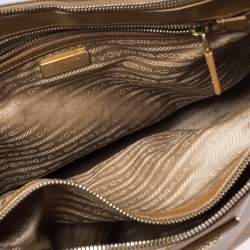 Pre Owned Prada Brown Saffiano Leather Large Double Zip Tote