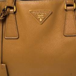 Pre Owned Prada Brown Saffiano Leather Large Double Zip Tote