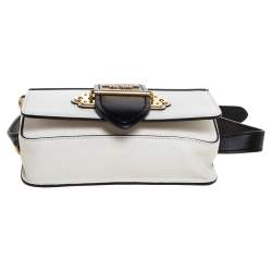Prada Black/White Leather Cahier Belt Bag