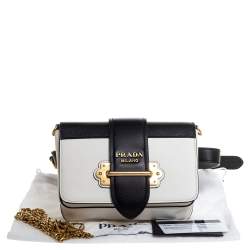 Prada Black/White Leather Cahier Belt Bag