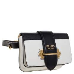Prada Black/White Leather Cahier Belt Bag