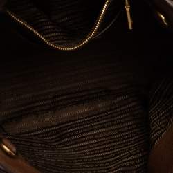 Pre Owned Prada Brown Vitello Daino Leather Side Pocket Tote