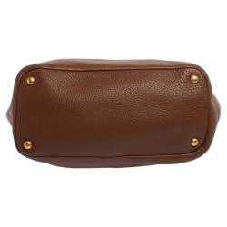 Pre Owned Prada Brown Vitello Daino Leather Side Pocket Tote