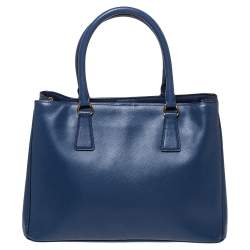 Pre Owned Prada Blue Saffiano Lux Leather Medium Galleria Tote