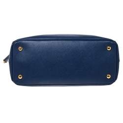 Pre Owned Prada Blue Saffiano Lux Leather Medium Galleria Tote