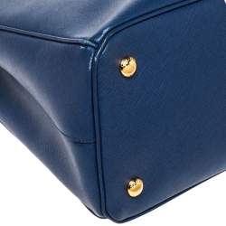 Pre Owned Prada Blue Saffiano Lux Leather Medium Galleria Tote