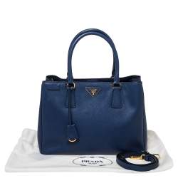 Pre Owned Prada Blue Saffiano Lux Leather Medium Galleria Tote