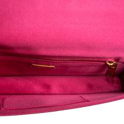 Pre Owned Prada Fuchsia Satin Crystal Embellished Clutch