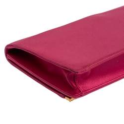 Pre Owned Prada Fuchsia Satin Crystal Embellished Clutch