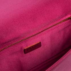Pre Owned Prada Fuchsia Satin Crystal Embellished Clutch