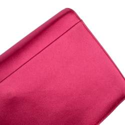 Pre Owned Prada Fuchsia Satin Crystal Embellished Clutch